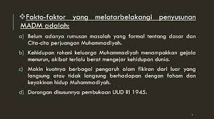 Jelaskan secara singkat latar belakang madm. Pendahuluan Muqoddimah Ad Muhammadiyah Pokok Pikiran Yang Menjiwai Dan Melandasi Gerakan Muhammadiyah Isi Ad Art Muhammadiyah Aturan Umum Pengelolaan Ppt Download