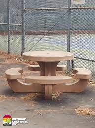 Standard picnic tables are made of heavy duty concrete and a welded steel truss frame for long lasting durability and strength. 29 Concrete Picnic Tables Ideas In 2021 Concrete Picnic Table Rectangle Table