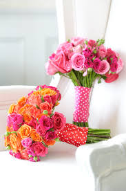 Orange and peach garden style bouquets. Hot Pink And Orange Wedding Flowers Flowers Of Sydney