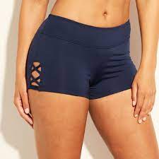 Women S Strappy Side Swim Shorts Kona Sol Navy Blue M In 2020 Swim Shorts Women One Piece Swimsuit With Shorts Swim Shorts