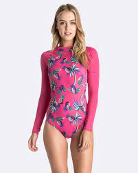 Womens Seeing Palms Long Sleeve One Piece Swimsuit By Roxy Online The Iconic Australia Swimwear Fashion Swimsuits One Piece Swimsuit