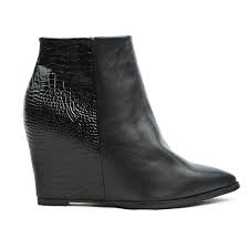 Warm lace up zipper rivet splicing knitting boots. Botte Noire Compensee A Bout Pointu