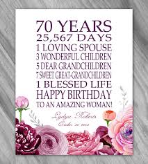 Happy Birthday Ideas For Grandma 70th Birthday Gift Print Personalized 70 Year Birthday Grandma Birthday Banner Mom Birthday Sign Fl 70th Birthday Gifts Customised Birthday Gifts 70th Birthday