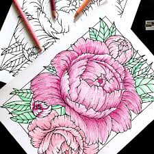 This coloring sheets for girls include equestria girls and cute ponies. Free Downloadable Coloring Page Of Illustrated Peonies Boelter Design Co