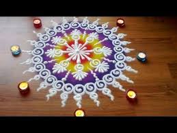 Freehand Flower Rangoli Designs With Colours Youtube Colorful Rangoli Designs Sanskar Bharti Rangoli Designs Rangoli Designs