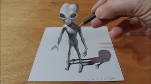 This piece of fantasy art can be replicated whenever you need to know how to draw something scary to terrify your friends with! Drawing A 3d Alien Trick Art Youtube