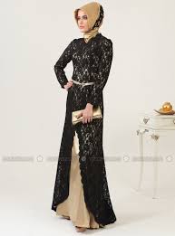Dantel Kaplamali Abiye Elbise Siyah Gold Zehrace The Dress Musluman Modasi Islami Moda