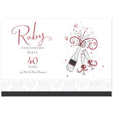 40th Ruby Anniversary Invitation Postcard Hallmark Uk Wedding Anniversary Invitations Anniversary Invitations 40th Wedding Anniversary