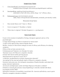 Psychologenie tells you more about psychosocial assessment, its purpose. Sample Essay Topics I Clinical Problem S Psychological
