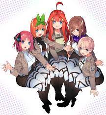 The Quintessential Quintuplets X Attack On Titan Collaboration 5toubunnohanayome Ilustrasi Karakter Animasi Kartun