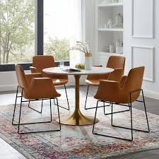 Modway Lippa 40 Round Dining Table In Gold White In 2020 Dining Table Gold Round Wood Dining Table Midcentury Modern Dining Table