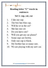Here is our kindergarten counting worksheet collection, which. Kindergarten Reading Practice For Letter C Words In Sentences Printable Worksheets Lets Share Knowledge