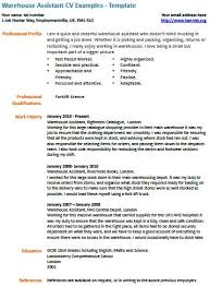 Warehouse cv example no experience. Warehouse Assistant Cv Example Learnist Org