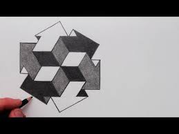 More images for how to draw a 3d cube on paper » How To Draw 3d Cube Arrows Optical Illusion Narrated Step By Step Youtube Optical Illusions Art Geometrical Drawing Circle Line Art