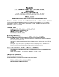This software engineer cv example shows you some of the ways you can communicate this. Ali Shan Cv Software Engineer Resume