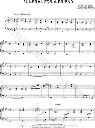 Elton John Funeral For A Friend Sheet Music Piano Solo In C Minor Transposable Download Print Sheet Music Piano Sheet Music Piano Music