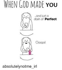 When God Made You And Just A Dash Of Perfect Ooops God Meme On Me Me