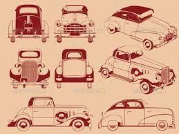 Old Car Outlines Set Old Cars Outline Olds