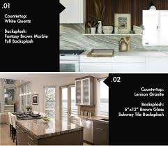 Granite countertops guide select a ceramic tile in a color that is in your granite a great way to pick a tile for your backsplash is to choose a tile that has a color matching the vein or spot colors in your granite. 8 Beautiful Kitchen Countertop Backsplash Combinations Econgranite