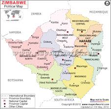 Click on the region name to get the list of its districts, cities and towns. Political Map Of Zimbabwe Zimbabwe Provinces Map