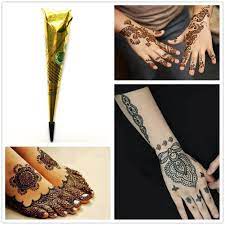 2 white henna + 12 multi color henna cones tattoo kit temporary body art mehandi ink hennamart 4.5 out of 5 stars (590) $ 16.99. Hot Mehndi Black Ink Color Henna Tattoo Paste Indian Waterproof Henna Tattoo Cones Diy Body Art Cream For Henna Stencil Paint Temporary Tattoos Aliexpress