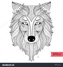 Stock Vector Detail Zentangle Wolf For Coloring Page Tattoo T Shirt Design Effect And Logo 330322592 J Muster Malvorlagen Malvorlagen Tiere Mandala Malvorlagen