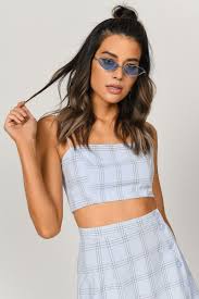 Blue Crop Top Square Neck Crop Top Blue Plaid Crop Top 12 Tobi Nl