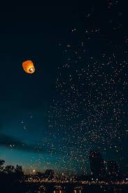 Lights In The Night Sky Lanterns Nature Scenery