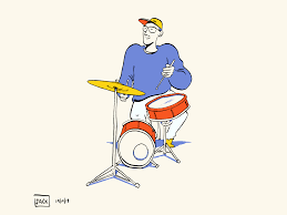 Jazz drummers are one of a kind, don't you think? Drumming Drum Drawing Colorful Drawings Drawing Illustration