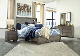The platform bedroom set features exclusive modern design, special padded headboard bed, durable wood construction and premium quality. Arnett Gray King Bookcase Bedroom Set Cincinnati Overstock Warehouse