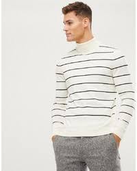 They come in a variety of styles, colors, and prints to match any occasion. White And Black Horizontal Striped Turtlenecks For Men Lookastic