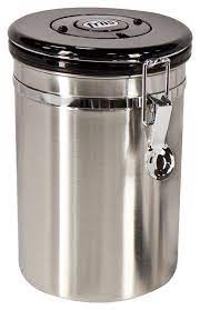 The coffee storage container is a fully airtight canister that will store your coffee in a way that keeps it fresh and flavorful for an extended period of time. Friis Coffee Vault Coffee Storage Canister