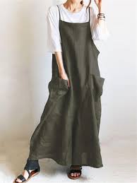 S 5xl Casual Spaghetti Straps Solid Color Maxi Women Dress