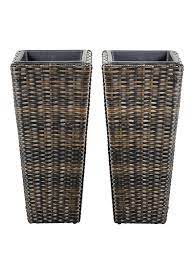 Description this bicycle rattan planter may not pedal very far but it's great at holding all of your favorite succulents! Set Of 2 Tall Rattan Effect Planters Brown Very Co Uk