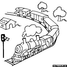 Free printable train coloring pages for kids. Train And Locomotive Online Coloring Pages