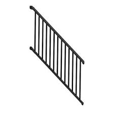 Weatherables Classic Square 3 Ft H X 70 1 2 In W Textured Black Aluminum Stair Railing Kit Wbr J36 A6s The Home Depot In 2020 Stair Railing Kits Black Stair Railing Stair Railing