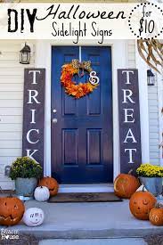 Decorate your front porch for halloween with a handmade sign using mod podge. Diy Halloween Sidelight Signs And Fall Porch Reveal Bless Er House