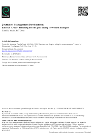 Pdf Smashing Into The Glass Ceiling For Women Managers