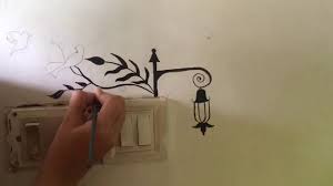 Wall Painting On Switch Board Tree Birds And Lamp Step By Step Youtube Tree Wall Painting Simple Wall Paintings Diy Wall Painting