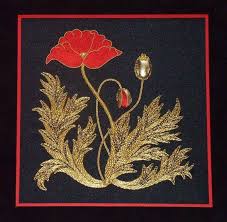 Alison Cole The Poppy Pattern In 2020 Gold Work Embroidery Gold Work Embroidery Patterns