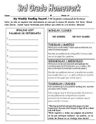 2020 grade 4 cbc homework , grade 4 exams 2020 , , grade 4 cbc timetable , grade 4 cbc schemes of work. Bilingual Homework Log 3rd Grade 4 Day Week By Jenelle Sanchez Tpt