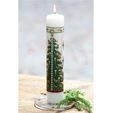 White Advent Pillar Candles Christmas Tree