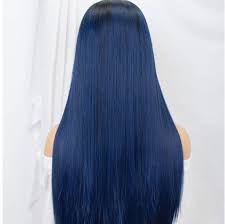 K Jenner 22 Blue Ombre Straight Lace Front Wig New Etsy Blue Hair Extensions Royal Blue Hair Straight Lace Front Wigs