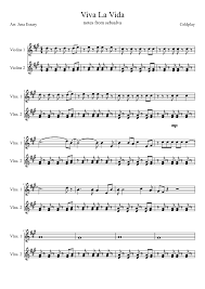 Viva La Vida Coldplay Music Sheet For Violin Violin Sheet Music Duet Music Fiddle Music
