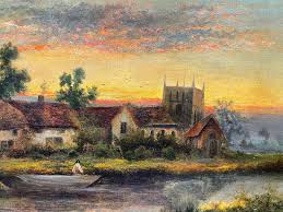 Painting Vintage Rustic Cottage Oil Painting of a Summer Scene in Wooden  Frame Signed by Artist Art & Collectibles ibswashington.com