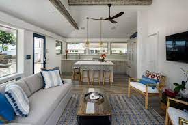 Example of a large beach style open concept medium tone wood floor and brown floor living room. 75 Beautiful Small Living Room Pictures Ideas July 2021 Houzz