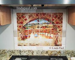 The tile works great as a center tile and complements the other wall tiles effortlessly. Italian Murals Kitchen Tile Shefalitayal