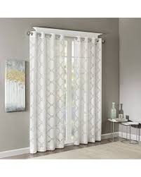 What kind of curtains are in 63 inch? Amazing Deal On Madison Park Eden Sheer Curtains For Bedroom Modern Contemporary Light Sheers For Living Room Geometric Pattern With Grommet 50x84 White