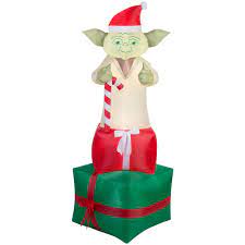 Airblown 6 Ft Inflatable Yoda On Presents Star Wars Christmas G 36754 The Home Depot