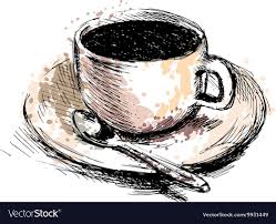 Colored Hand Drawing Coffee Cup Vector Image On Vectorstock Coffee Cup Drawing Coffee Drawing How To Draw Hands